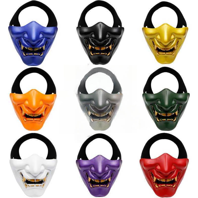 Smiling Prajna Half Face Military And Fan Mask Tactical Demon Mask