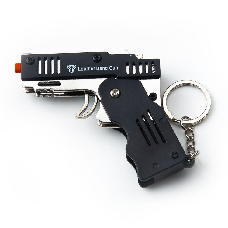6-Round Mini Folding Rubber Band Gun-Metal Soft Bullet Gun