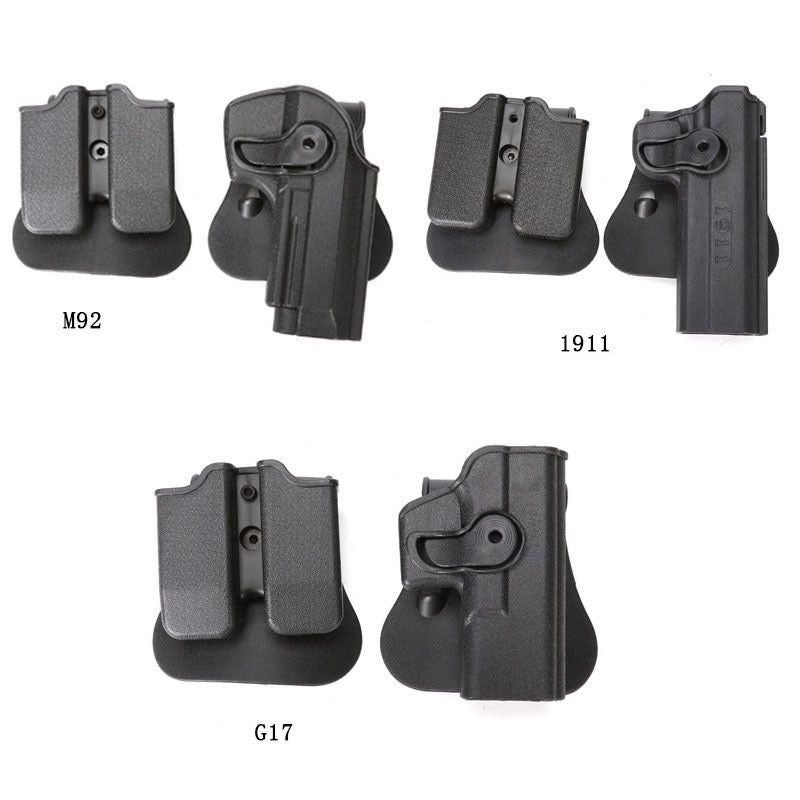 G17 M1911 PX4 M92 Tactical Pistol Holster with Double Mag Pouch