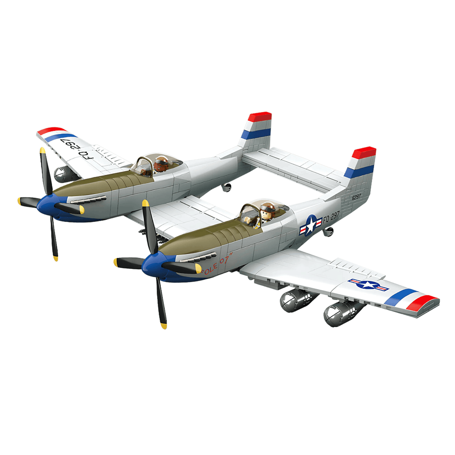 WWII US Army F-82E Mustang Escort Fighter Building Block Toy