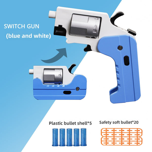 Foldable Metal Revolver Soft Bullet Gun-Toy Gun