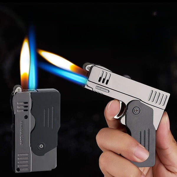 New Foldable And Deformable Double-Fire Direct-Fire Lighter - Personalized Small Pistol