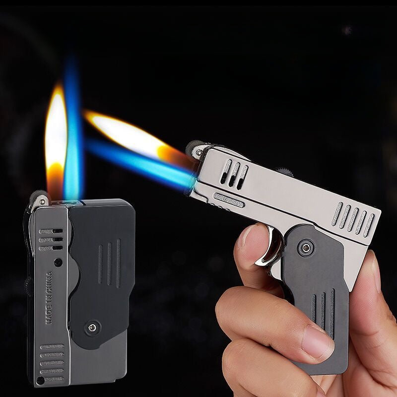 New Foldable And Deformable Double-Fire Direct-Fire Lighter - Personalized Small Pistol