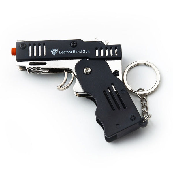 6-Round Mini Folding Rubber Band Gun-Metal Soft Bullet Gun