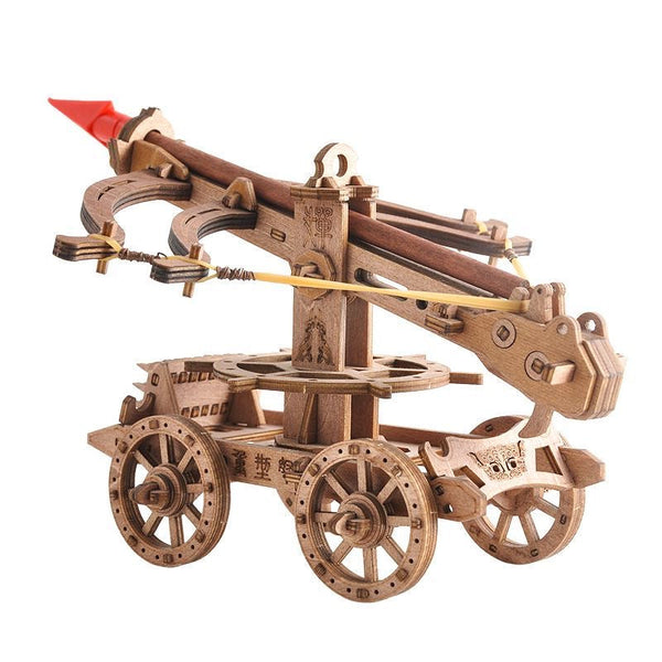 Wooden 3D Double Bow Heavy Crossbow Car Cannon Launcher Model