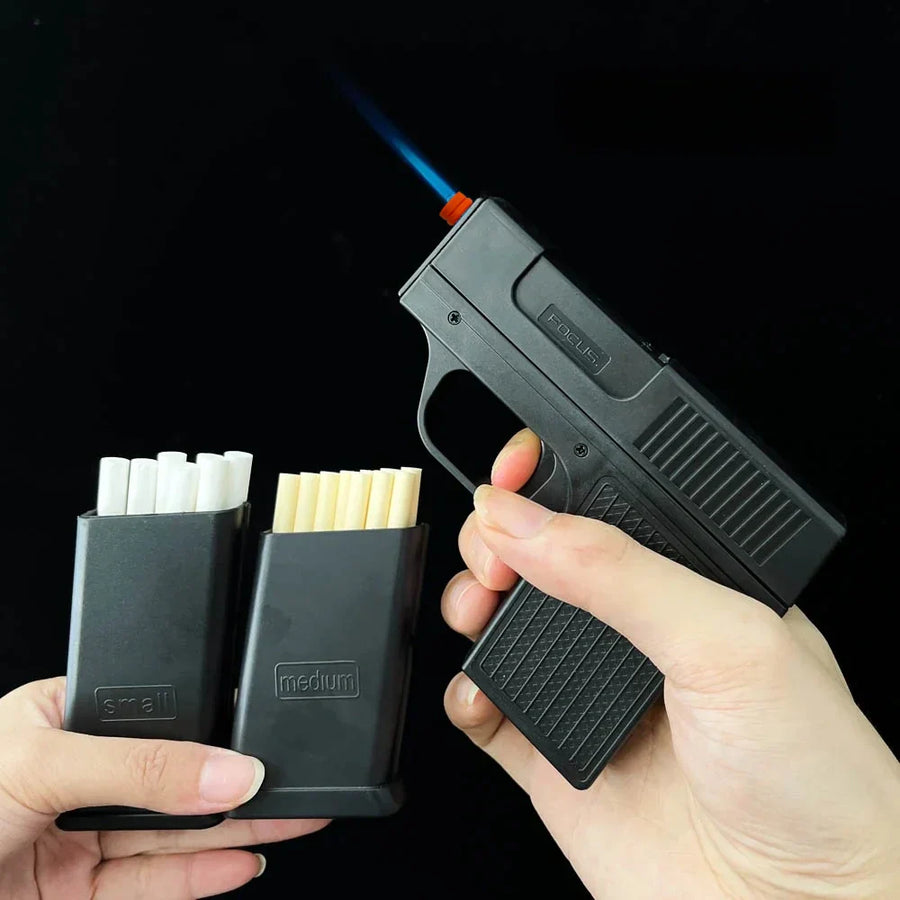 Pistol Lighter With 3 Replaceable Magazine Clips