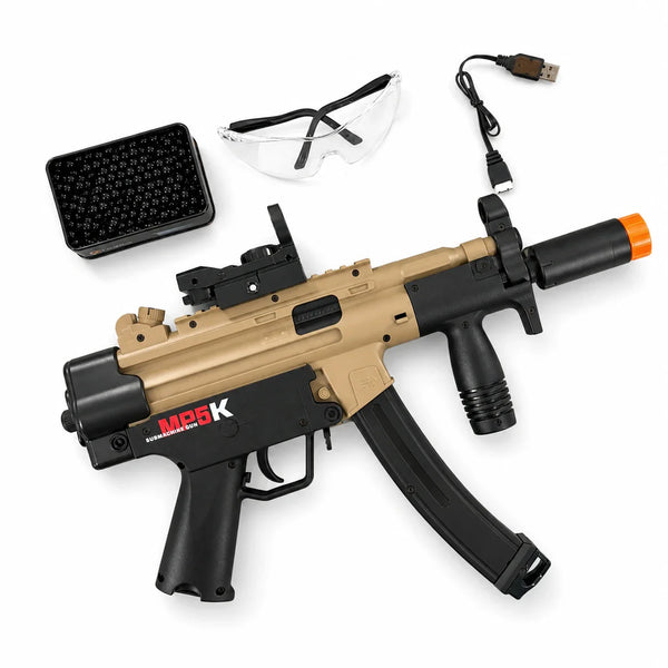 Exquisite Engraving MP5K Gel Blaster High Rate of Fire  Smooth Shooting With 7 Colors of Lighted Silencer