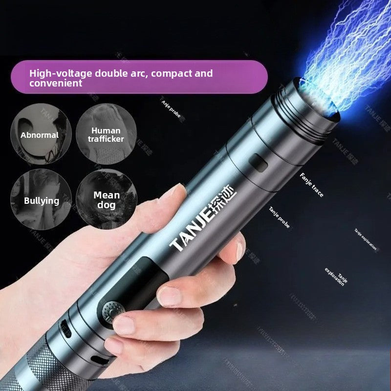 High-Power Arc High-Intensity Metal Self-Defense Alarm Flashlight