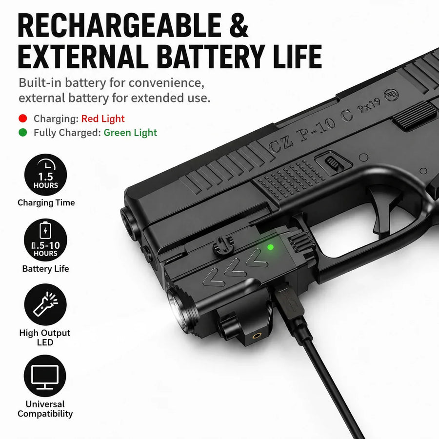 Metal Flashlight With Adjustable Rail