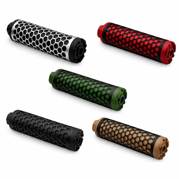 Metal Honeycomb Shape Silencer Adapt To 14 MM CCW Threaded Rod Tip